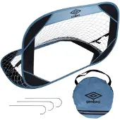 Umbro But de football Pop Up 110 x 78 x 78 cm - But de football pliable avec sac de transport - Facile à ranger et à transporter - But d'entraînement de football pour enfants - Plastique - Bleu/noir