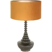 Steinhauer Anne Lighting - lampe de table - Bois - noir - bois velours tissu - Ø 40cm - E27 - 3759ZW