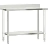vidaXL Table de travail de cuisine avec rebord 110x55x93 cm inox