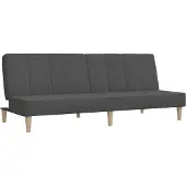 vidaXL Canapé-lit à 2 places gris foncé tissu