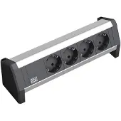 Bachmann DESK 1 - Bâti de prises - CA 230 V - entrée, entrée GST18 - prises de sortie : 4 - Allemagne - noir, aluminium anodisé (902.0049)