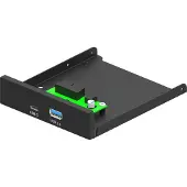 Gembird Panneau przedni 3,5" USB 3.1 type-A + type-C (19 broches), Lecteur de carte mémoire, Noir