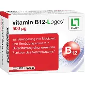 Vitamin B12-Loges Vitamine B12-Loges 500 µg gélules pour réduire la fatigue et contribuer au fonctionnement normal du système nerveux, 120 gélules