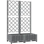 vidaXL Jardinière avec treillis Gris clair 80x40x121,5 cm PP
