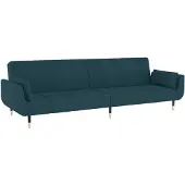 vidaXL Canapé "Hornbek" en velours bleu. Dimensions (L/L/H) 220x100x52 cm