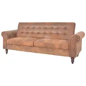 vidaXL Canapé à 2 places convertible accoudoir daim synthétique marron