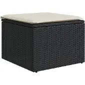 vidaXL Tabouret de jardin avec coussin noir 55x55x37 cm résine tressée