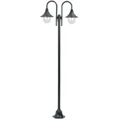 vidaXL Borne d'éclairage de jardin E27 220 cm aluminium 2 lanternes vert foncé