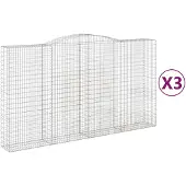 vidaXL Gabions avec arc surélevé 3 pcs. 400x50x220/240cm Fer galvanisé