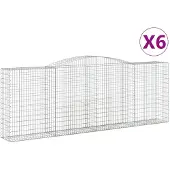 vidaXL Gabions avec arc surélevé 6 pcs. 400x50x140/160cm Fer galvanisé