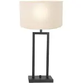 Steinhauer Lampe de table noire Stanger avec capuche blanche