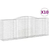 vidaXL Gabions avec arc surélevé 10 pcs 400x50x140/160cm Fer galvanisé