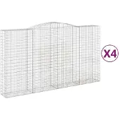 vidaXL Gabions avec arc surélevé 4 pcs. 400x50x220/240cm Fer galvanisé
