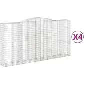 vidaXL Gabions avec arc surélevé 4 pcs. 400x50x200/220cm Fer galvanisé