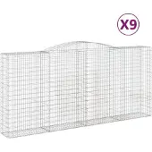 vidaXL Gabions avec arc surélevé 9 pcs. 400x50x180/200cm Fer galvanisé