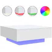 vidaXL Table basse avec lampes LED blanc 80x80x31 cm