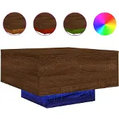vidaXL Table basse avec lampes LED brun aspect chêne 55x55x31 cm