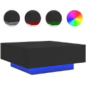 vidaXL Table basse avec lumières LED noir 80x80x31 cm