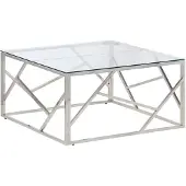 vidaXL Table basse argentée Acier inoxydable et verre trempé