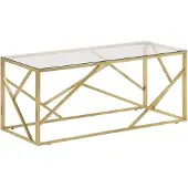 vidaXL Table basse Golden acier inoxydable et verre trempé