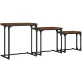 vidaXL Tables de salon 3 pcs. Brun imitation chêne Matériau dérivé du bois