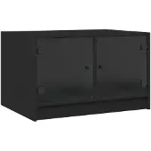 vidaXL Table basse avec portes en verre noir 68x50x42 cm