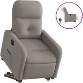 vidaXL Fauteuil relax avec releveur électrique Taupe Tissu