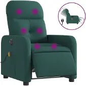 vidaXL Fauteuil de massage électrique Vert foncé Tissu