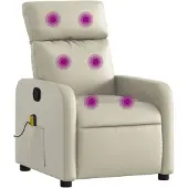 vidaXL Fauteuil de massage Crème Similicuir