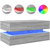 vidaXL Table basse avec lampes LED Gris Sonoma 90x50x40 cm