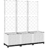 vidaXL Jardinière avec treillis Blanc 120x40x136 cm PP