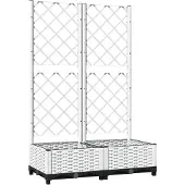 vidaXL Jardinière avec treillis Blanc 80x40x121,5 cm PP