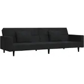 vidaXL Canapé-lit à 2 places avec deux oreillers Noir Velours