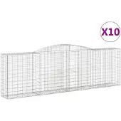 vidaXL Gabions avec arc surélevé 10 pcs 400x50x120/140cm Fer galvanisé