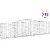 vidaXL Gabions avec arc surélevé 15pcs. 400x30x100/120cm Fer galvanisé