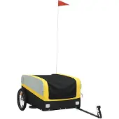 vidaXL Remorque vélo noir et jaune 45 kg Fer