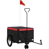 vidaXL Remorque vélo noir et rouge 45 kg Fer