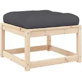 vidaXL Tabouret de jardin avec coussin Pin massif