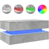 vidaXL Table basse avec lampes LED gris béton 90x50x40 cm