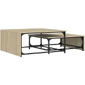 vidaXL Tables gigognes 2 pcs. chêne Sonoma bois composite et métal