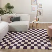 FRAAI Tapis rétro | Gambit Violet/Blanc | 230x330cm | Blanc | Rectangulaire | Tapis