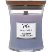 Woodwick Bougie sablier moyenne, lavande, spa Cire de soja de qualit sup rieure, innovation Pluswick, dur e de combustion de 60 heures