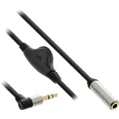 InLine 99253C Câble audio Slim jack 3,5mm ST coudé / BU, avec réglage du volume, 0,25m
