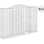 vidaXL Gabions avec arc surélevé 11 pcs 300x50x200/220cm Fer galvanisé
