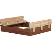 Axi Bac À Sable Enfant Bac À Sable Pour Enfants En Bois Avec Couvercle Marron & Vert 120 X 120 Cm - Axi Ella Xl