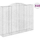 vidaXL Gabions avec arc surélevé 10 pcs 300x50x220/240cm Fer galvanisé