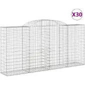 vidaXL Gabions avec arc surélevé 30 pcs 300x50x140/160cm Fer galvanisé