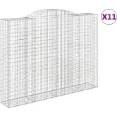 vidaXL Gabions avec arc surélevé 11 pcs 300x50x220/240cm Fer galvanisé