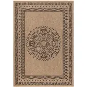 Ayyildiz Hali Ayyildiz | Tapis d'extérieur Dhaka - 120 cm x 170 cm - Beige et anthracite - Résistant à l'humidité - Design moderne