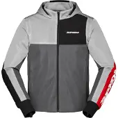 Spidi Net sweat à capuche moto, noir/gris/rouge, L